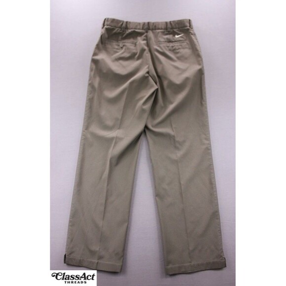 Nike Golf Pants Mens Brown Checked Dri-Fit Tour Performance Stretch 33 X 32 - Picture 9 of 11